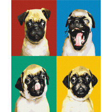 Колаж з мопсом