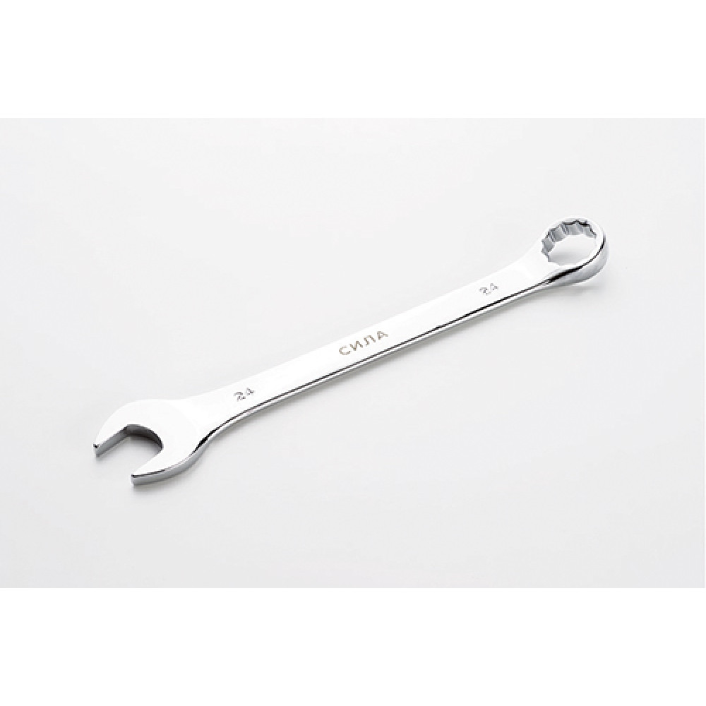 Ключ ріжково-накидний полірований CrV 24мм СИЛА