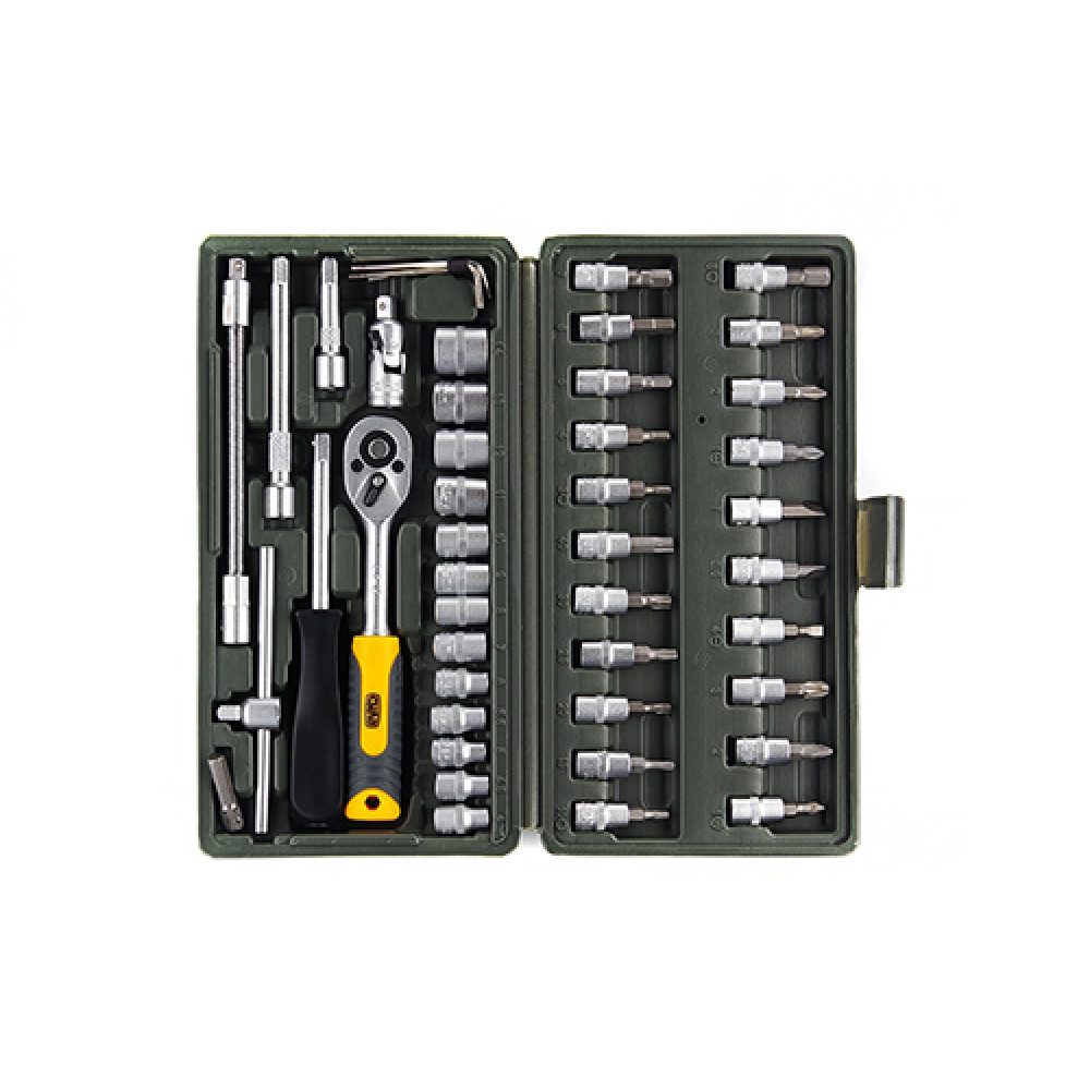 Набір насадок (інструментів) торцевих з тріскавкою CrV 1/4, (72Т) (46шт)