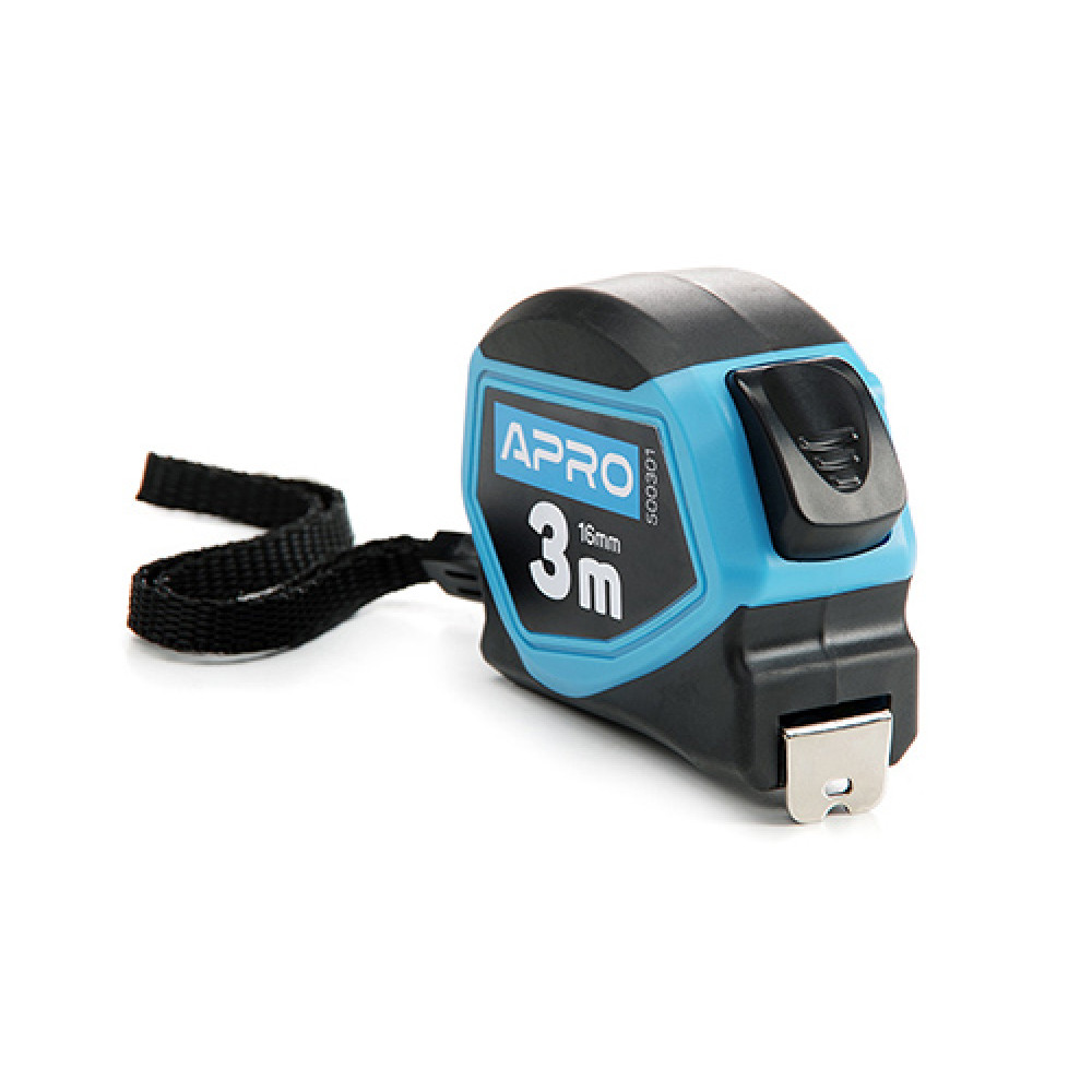 Рулетка обгумована з автостопом 3 м х 16 мм APRO
