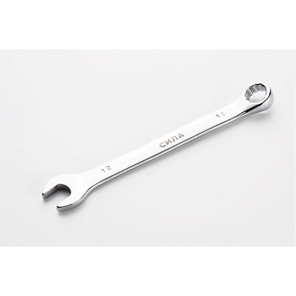 Ключ ріжково-накидний полірований CrV 12мм СИЛА