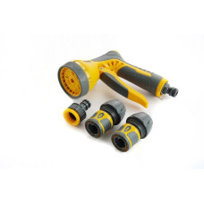 Набір пістолет-розпилювач 9 режимів з регулюванням потоку, конектори 3/4'', адаптер 1/2''- 3/4 СИЛА