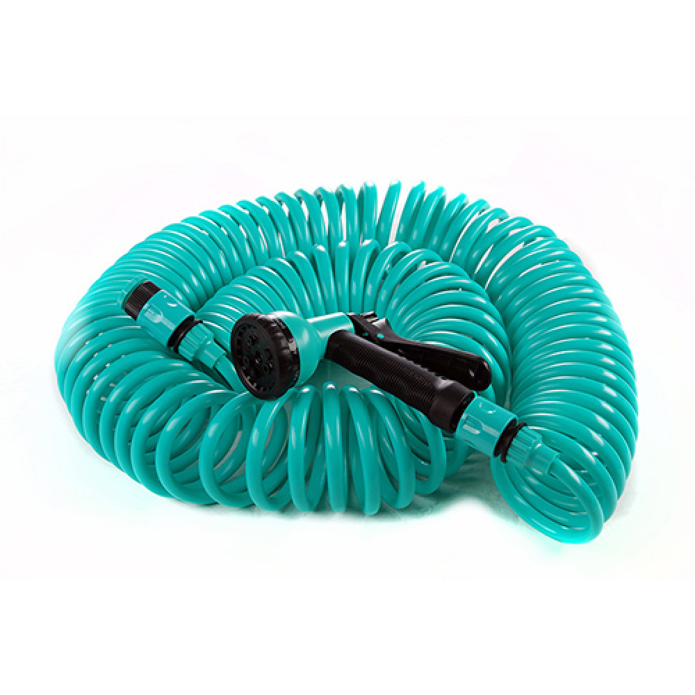 Шланг спіральний 22,5м+ пістолет-розпилювач на 8 режимів СИЛА