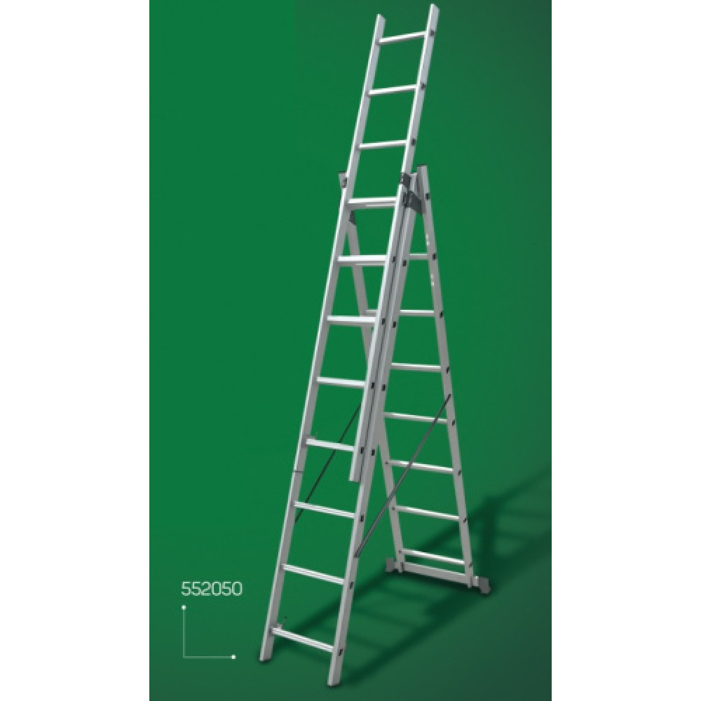 Драбина універсальна 3-секційна алюмінієва  3x8 сходинок APRO