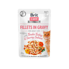 Вологий корм для кішок Brit Care Cat pouch 85 г (ніжна індичка та пікантний лосось у соусі) (8595602540501)