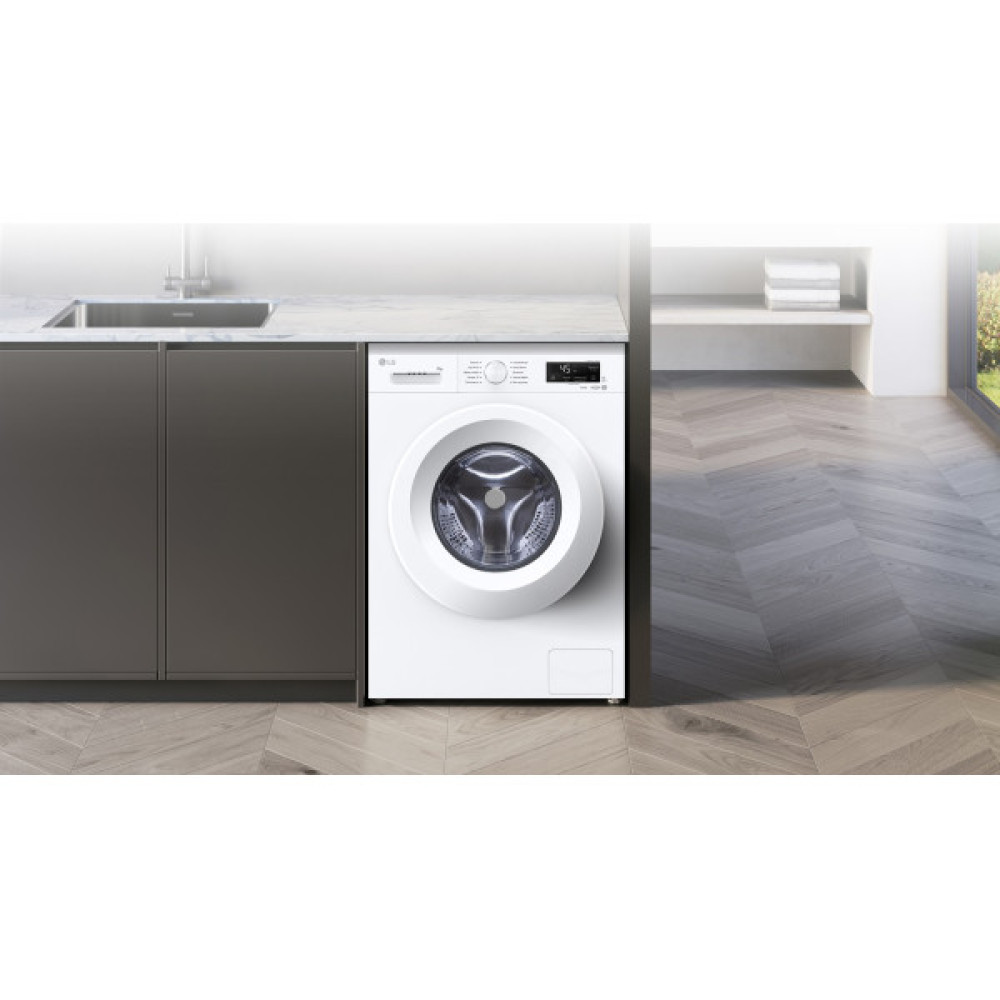 Пральна машина LG фронтальна, 7кг, 1200, A, 44см, дисплей, пара, інвертор, білий