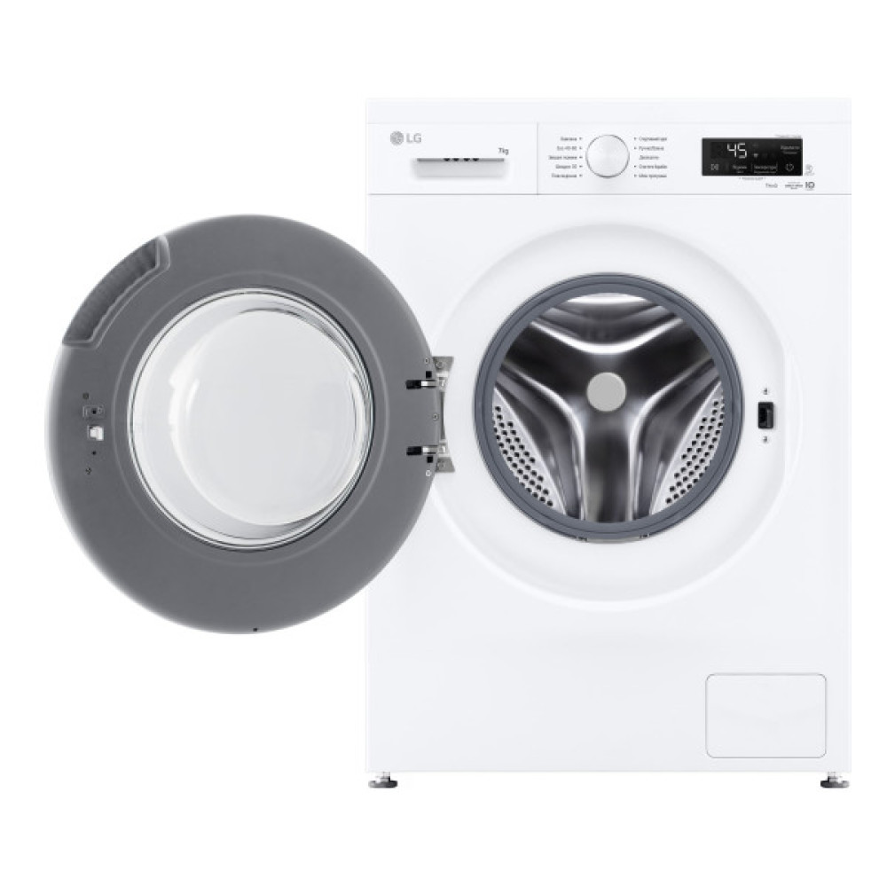 Пральна машина LG фронтальна, 7кг, 1200, A, 44см, дисплей, пара, інвертор, білий