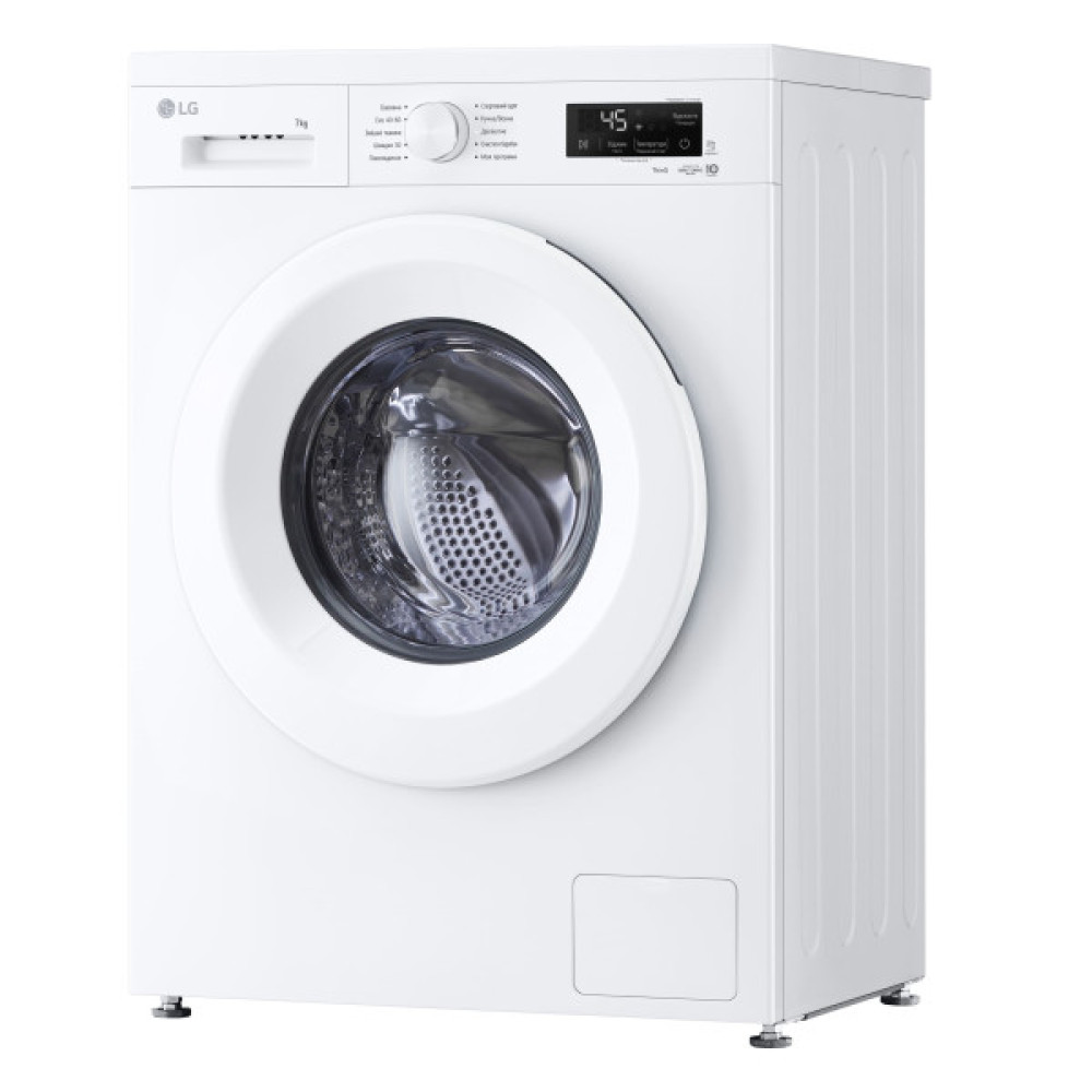 Пральна машина LG фронтальна, 7кг, 1200, A, 44см, дисплей, пара, інвертор, білий