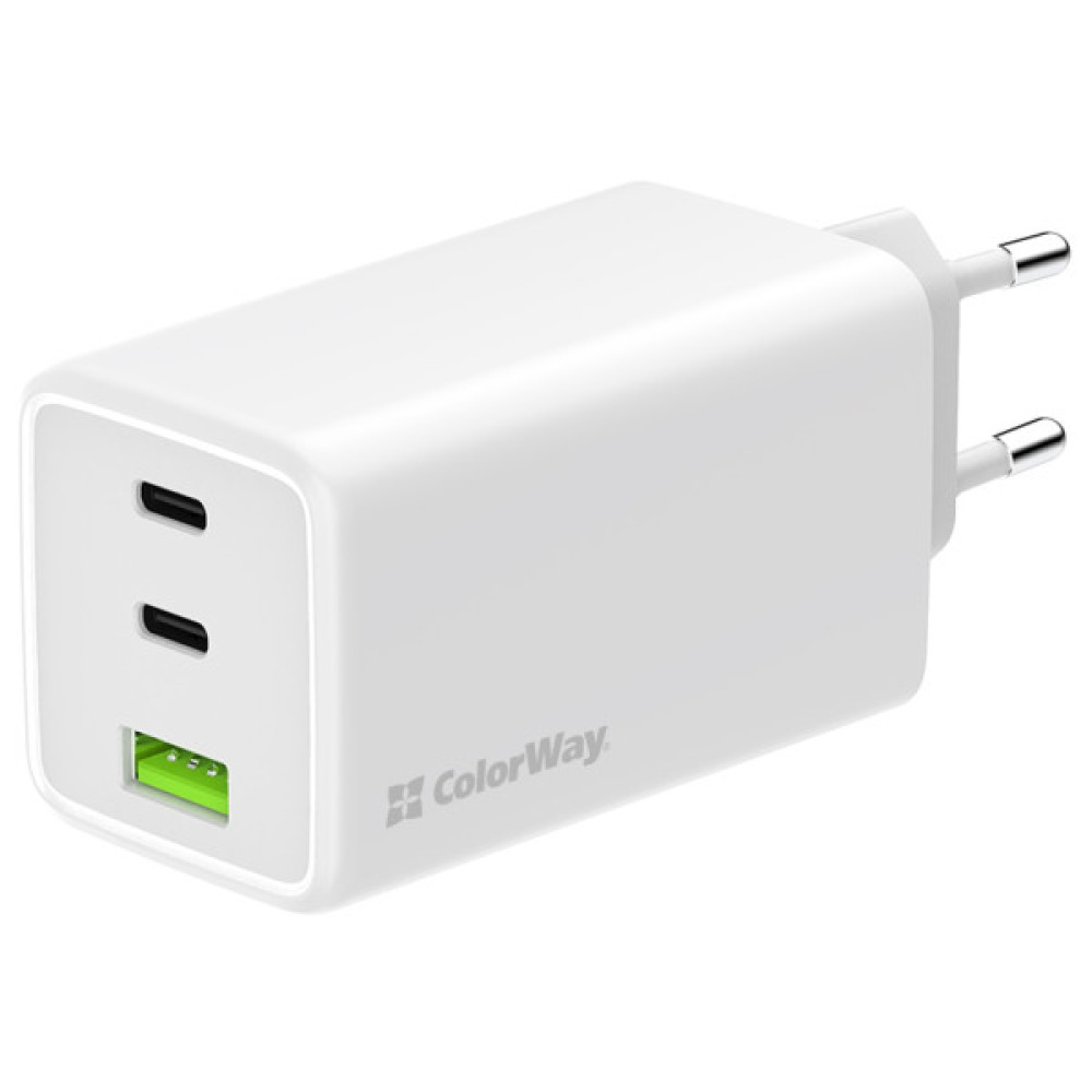 Зарядний пристрій ColorWay C101B GaN Mini 100W PD PPS 2xUSB-C + USB-A white (CW-CHS061PD-WT)
