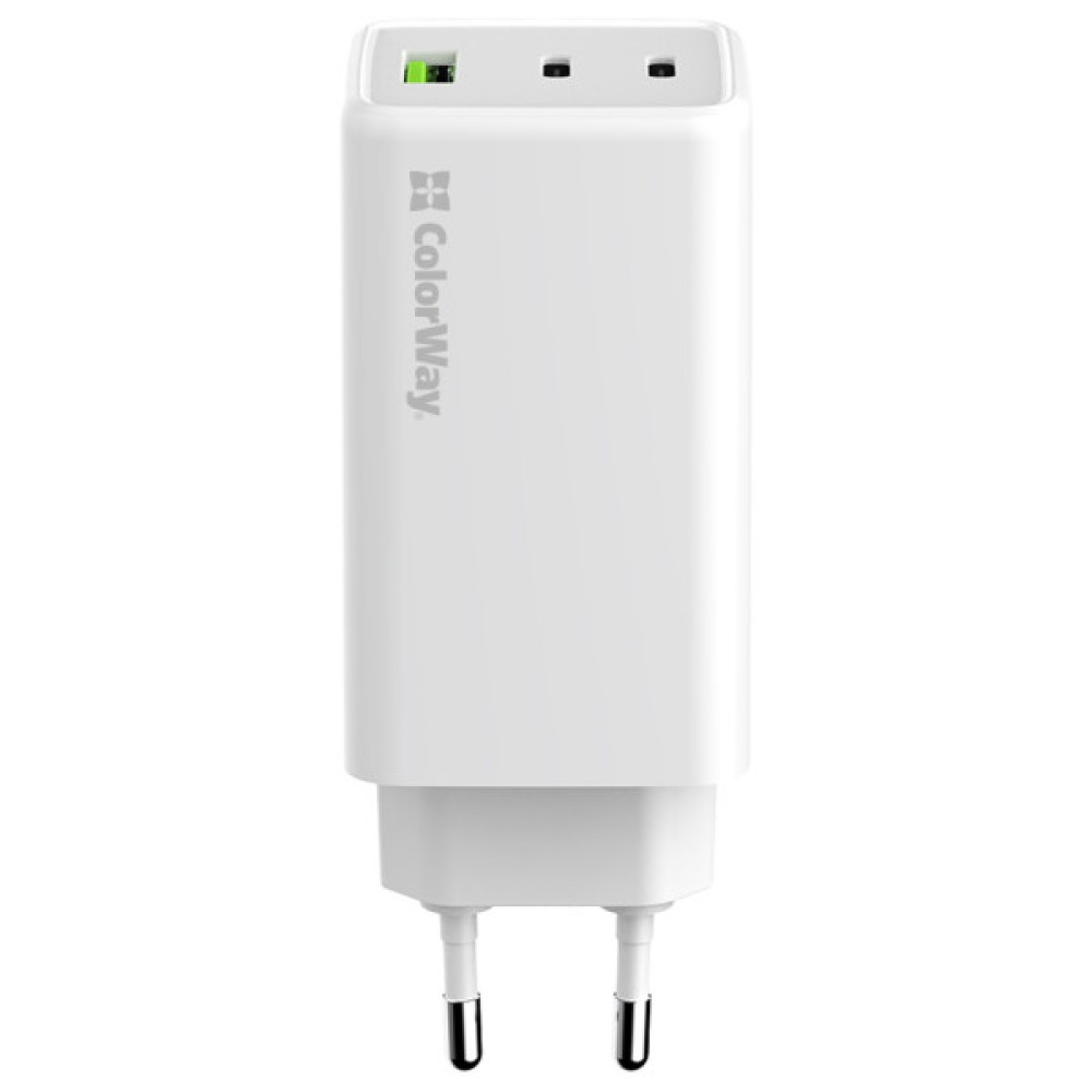 Зарядний пристрій ColorWay C101B GaN Mini 100W PD PPS 2xUSB-C + USB-A white (CW-CHS061PD-WT)