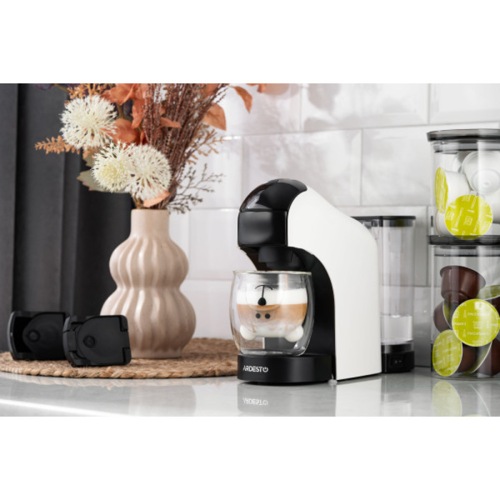 Кавоварка ARDESTO  3в1, 0.9л, капсули Nespresso, Nescafe Dolce Gusto, мелена кава, сенсорне керування, білий