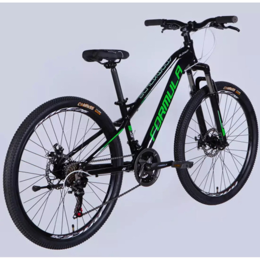 Велосипед Formula 26" BLACKWOOD DD FR рама-13" AL 2026 чорний з зеленим (OPS-FR-26-801)