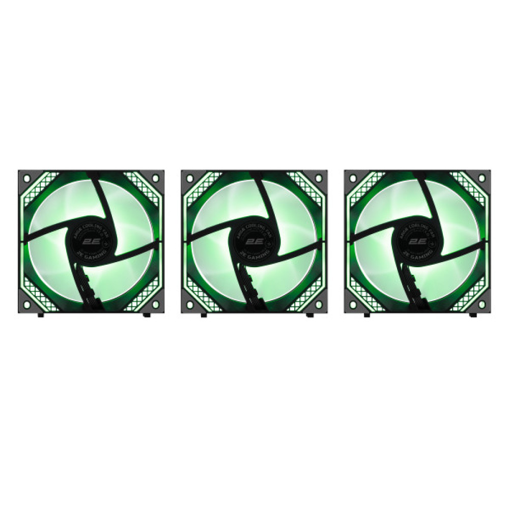 Корпусні вентилятори 2E GAMING Air Cool Magic Mirror ACF120MB-ARGB, 3x120мм, 2000rpm, 4pin PWM +5VARGB, 20.5dBa, чорний