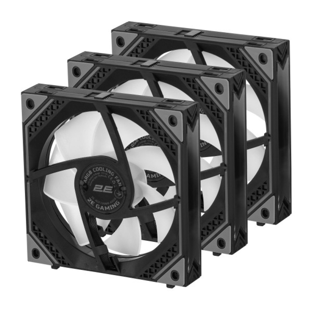 Корпусні вентилятори 2E GAMING Air Cool Magic Mirror ACF120MB-ARGB, 3x120мм, 2000rpm, 4pin PWM +5VARGB, 20.5dBa, чорний