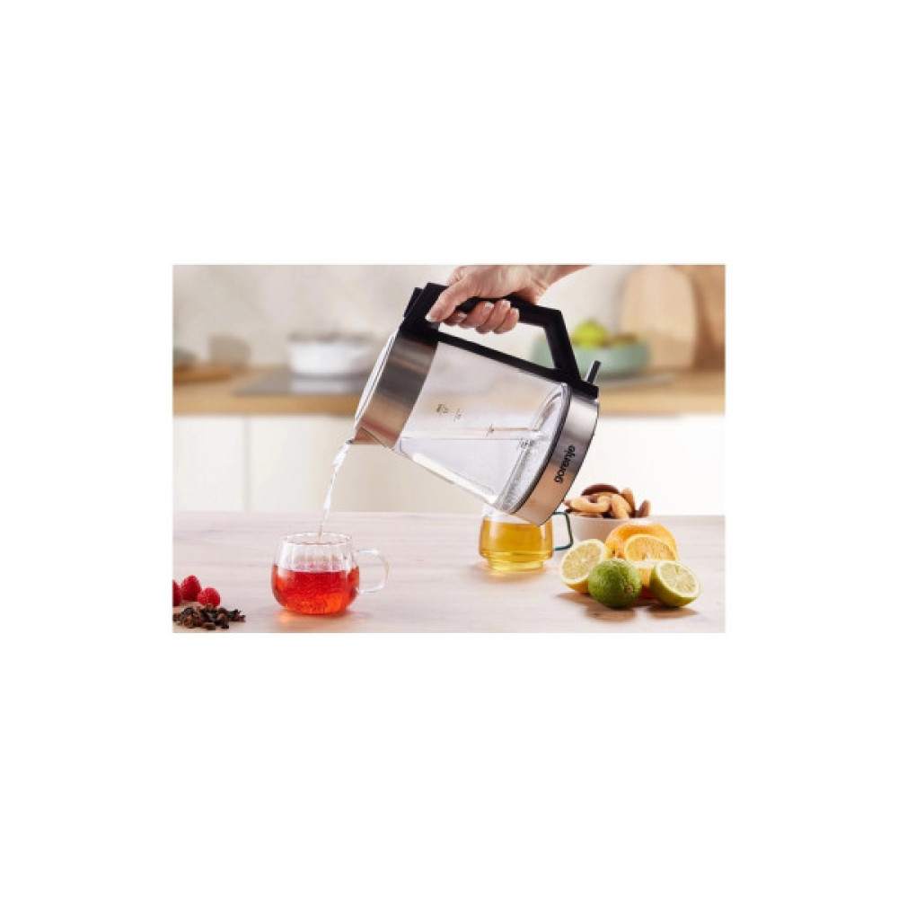 Електрочайник Gorenje 1.7л, 2,200 Вт, strix контроль, скло, нерж (K17OGS)