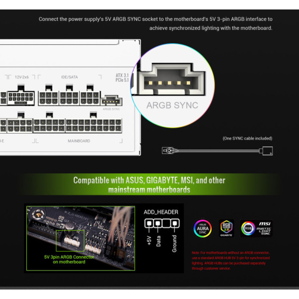 GAMEMAX RGB PRO 1300P WH