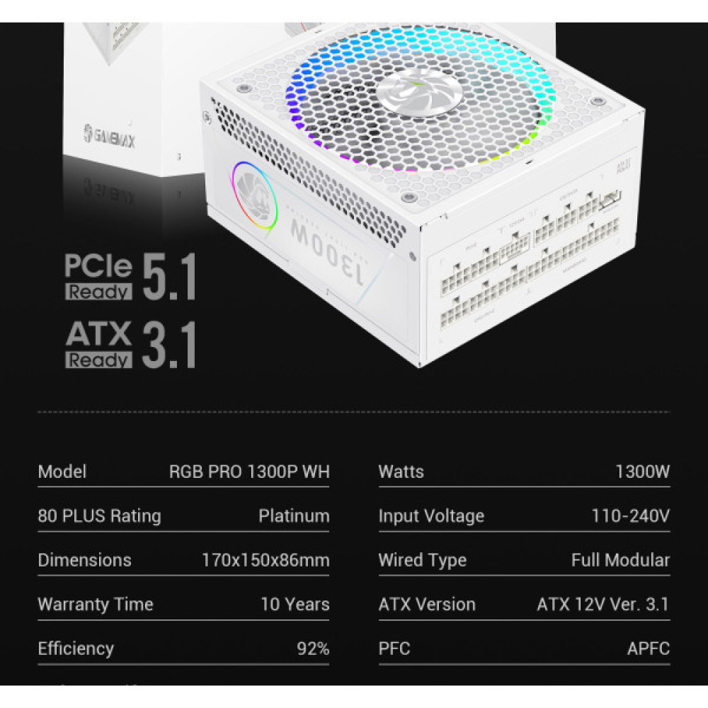 GAMEMAX RGB PRO 1300P WH