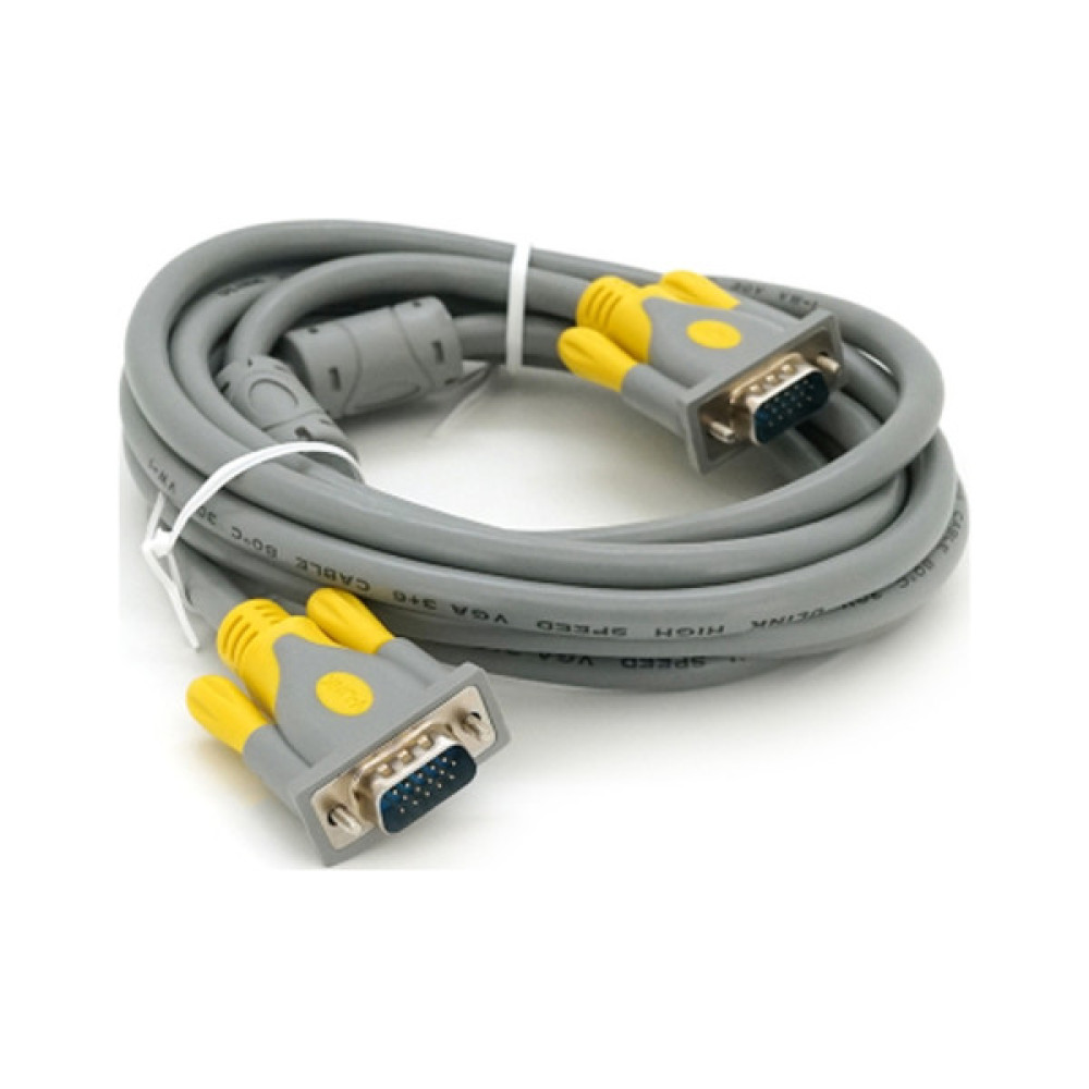 Кабель мультимедійний VGA M to VGA M 3.0m 1080P grey-yellow Merlion (YT-VGA(M)/(M)3+6GR-3m)