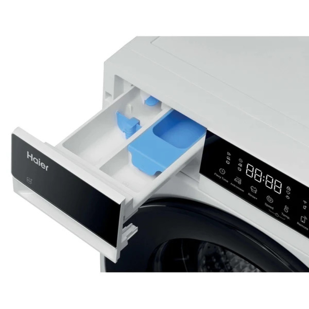 Пральна машина Haier фронтальна, 10кг, 1400, A, 52см, дисплей, пара, інвертор, люк чорний, білий