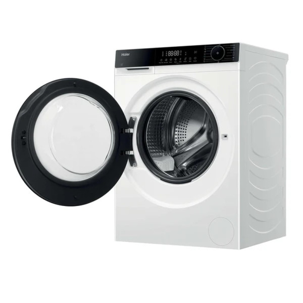 Пральна машина Haier фронтальна, 10кг, 1400, A, 52см, дисплей, пара, інвертор, люк чорний, білий