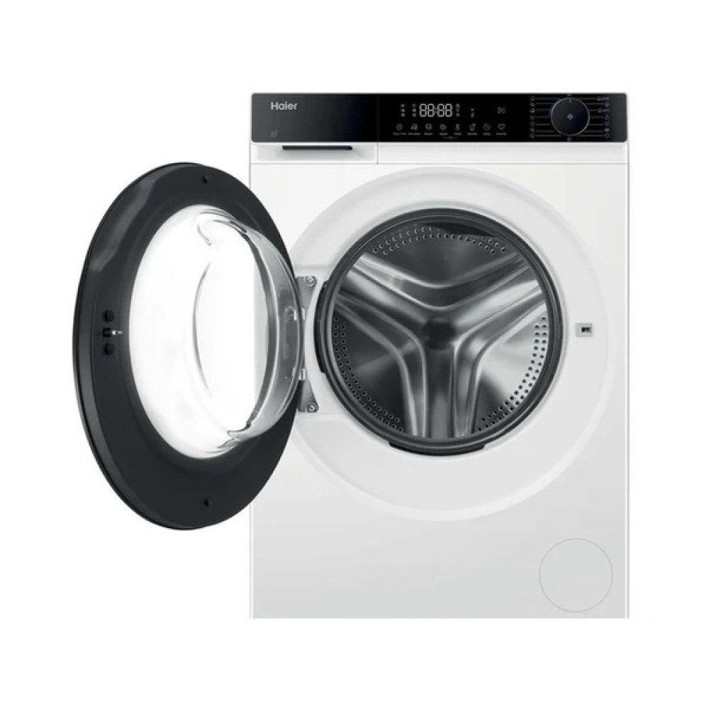 Пральна машина Haier фронтальна, 10кг, 1400, A, 52см, дисплей, пара, інвертор, люк чорний, білий