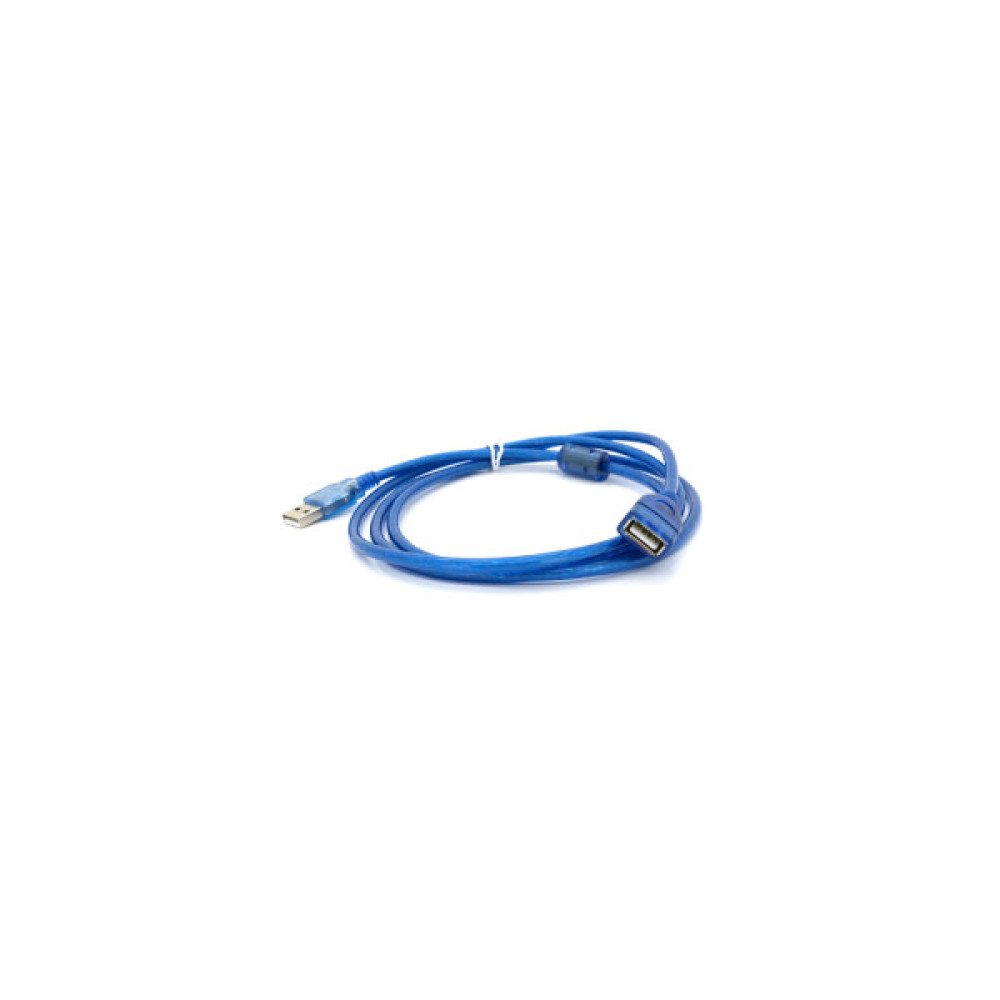 Дата кабель USB 2.0 AM/AF 1.5m ferrite transparent blue Voltronic (YT-AM/AF-1.5TBL)