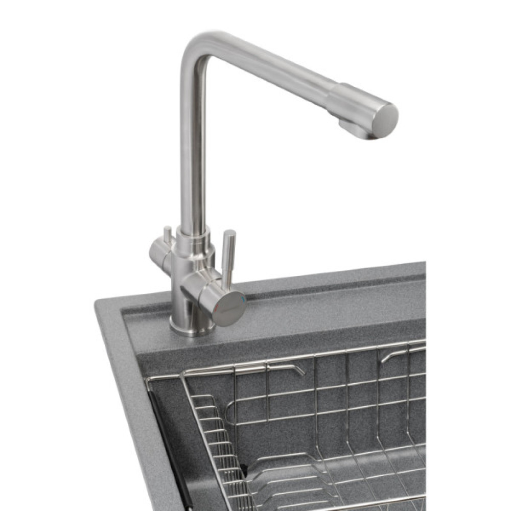 Мийка кухонна GRANADO Optimal Artes grafito (+ змішувач Badalona LUX inox + дозатор Redondo inox + коши (ksg1209)