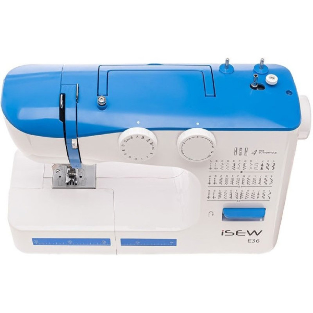 Швейна машина iSEW E36, електромех., 62Вт, 36 шв.оп., петля напівавтомат, білий+синій