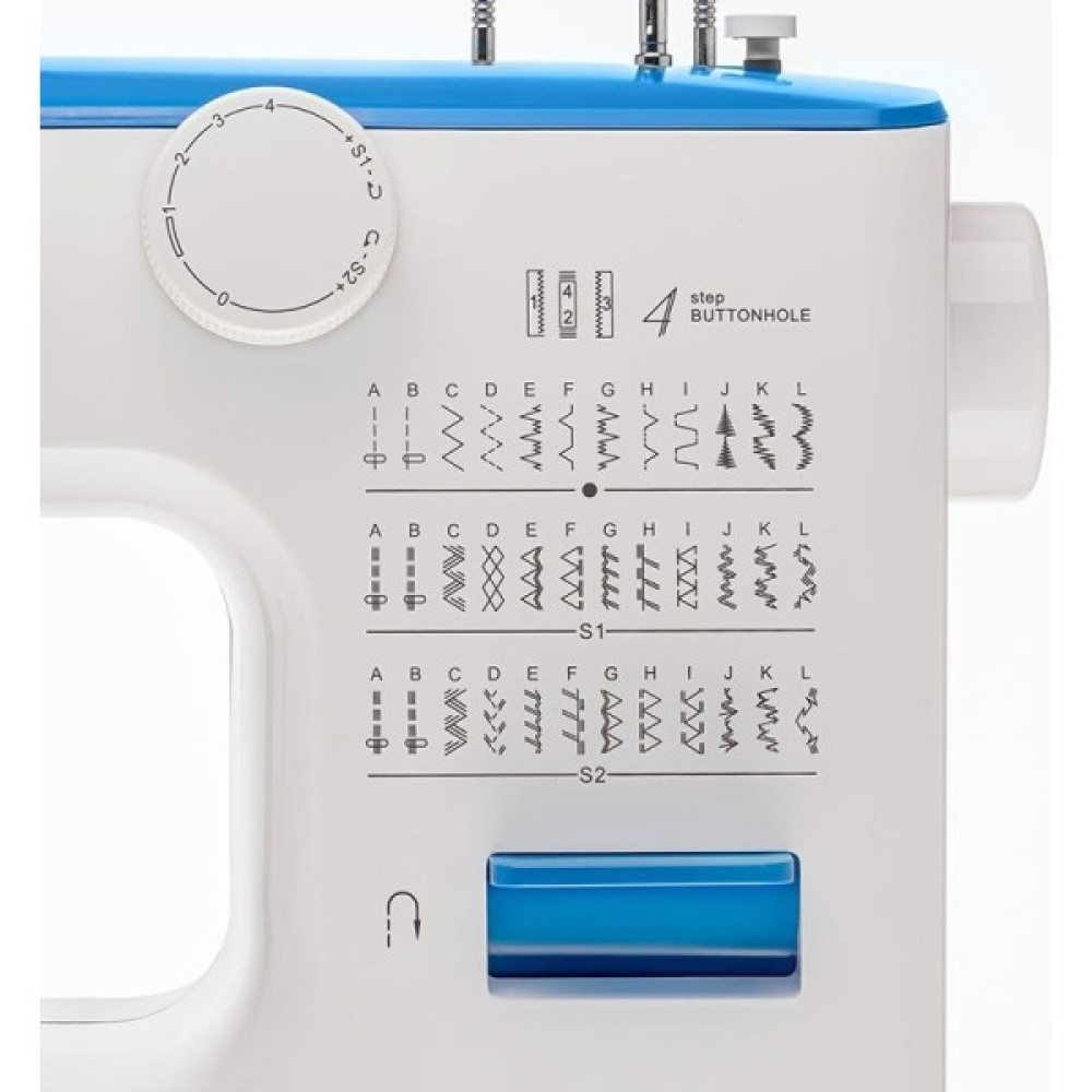 Швейна машина iSEW E36, електромех., 62Вт, 36 шв.оп., петля напівавтомат, білий+синій