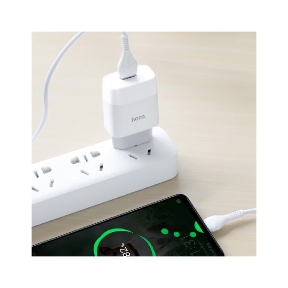 Зарядний пристрій HOCO C72A USB + cable USB to USB-C 10.5W White (Hoco C72AW/Tc)