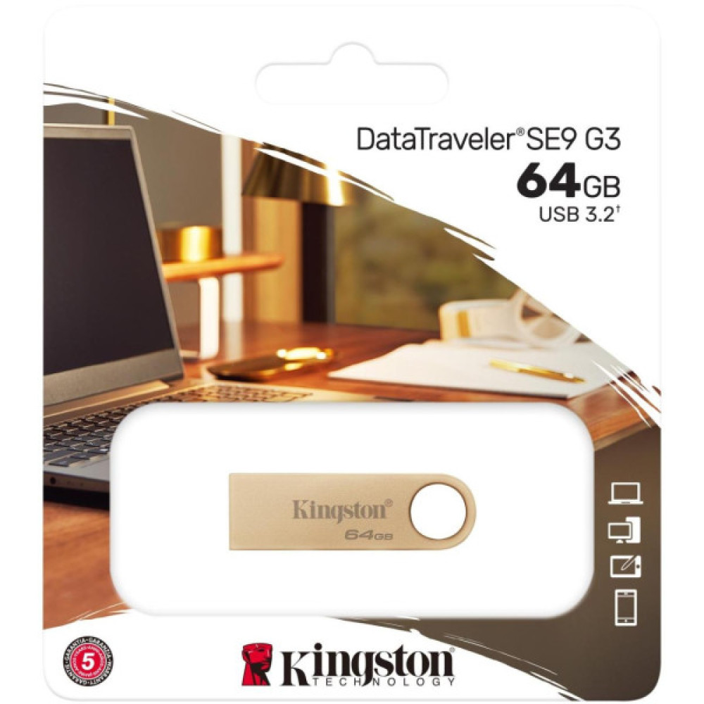 Накопичувач Kingston   64GB USB 3.2 Type-A Gen1 DT SE9 G3