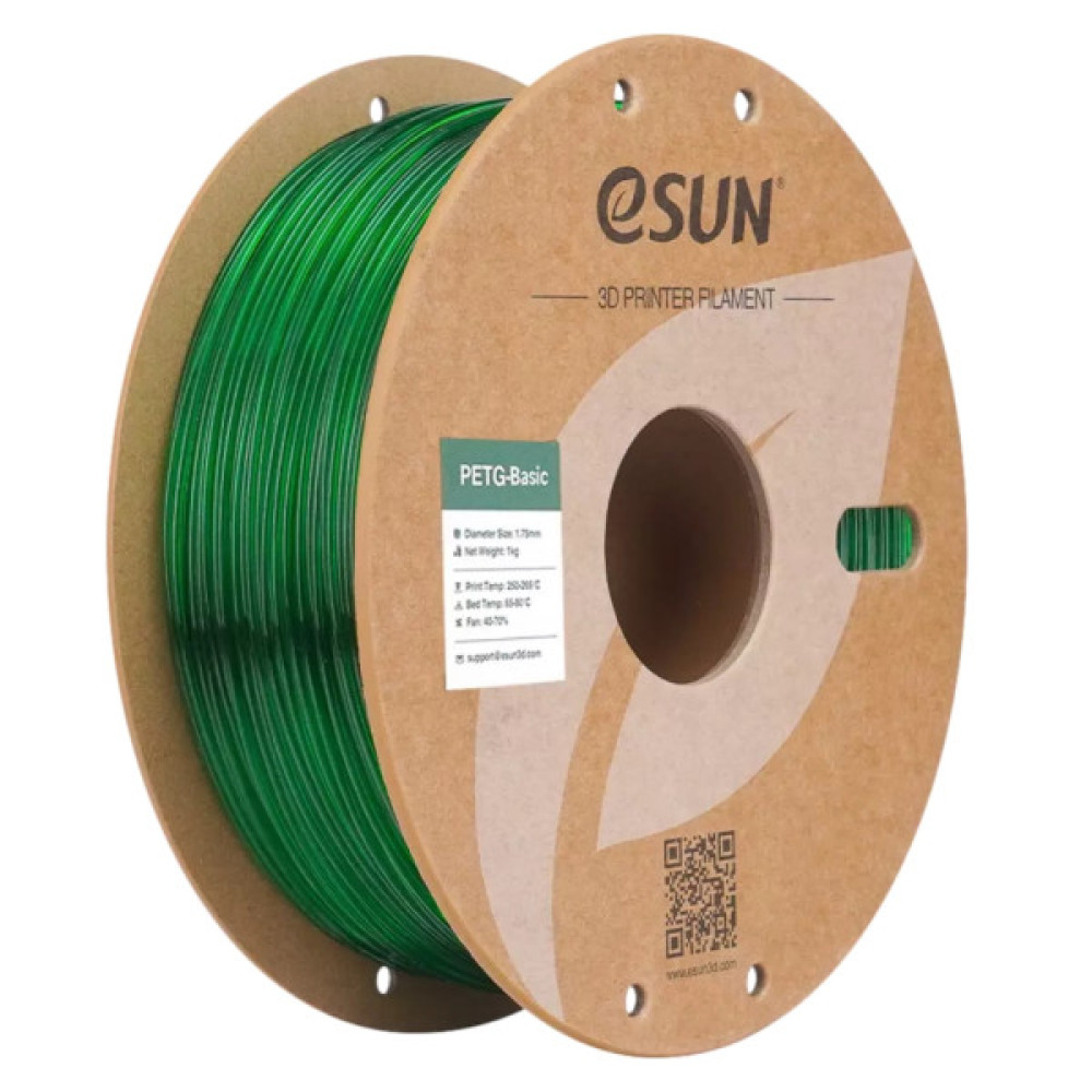 Пластик для 3D-принтера eSUN PETG BASIC Translucent 1,75mm 1kg GREEN (PETG-BASIC175T-G1P1)
