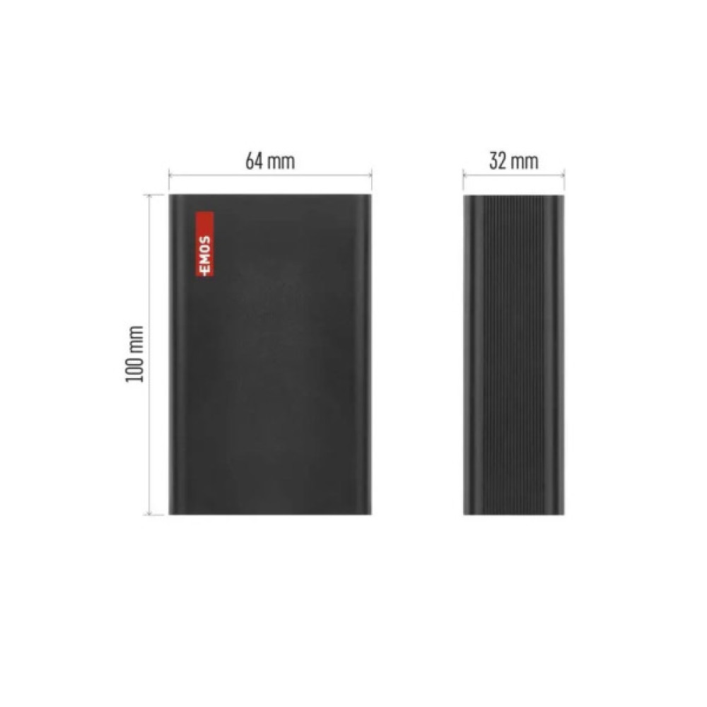 Батарея універсальна EMOS 20000mAh NTBF20, 65W, Pass-through, black (B0560B)