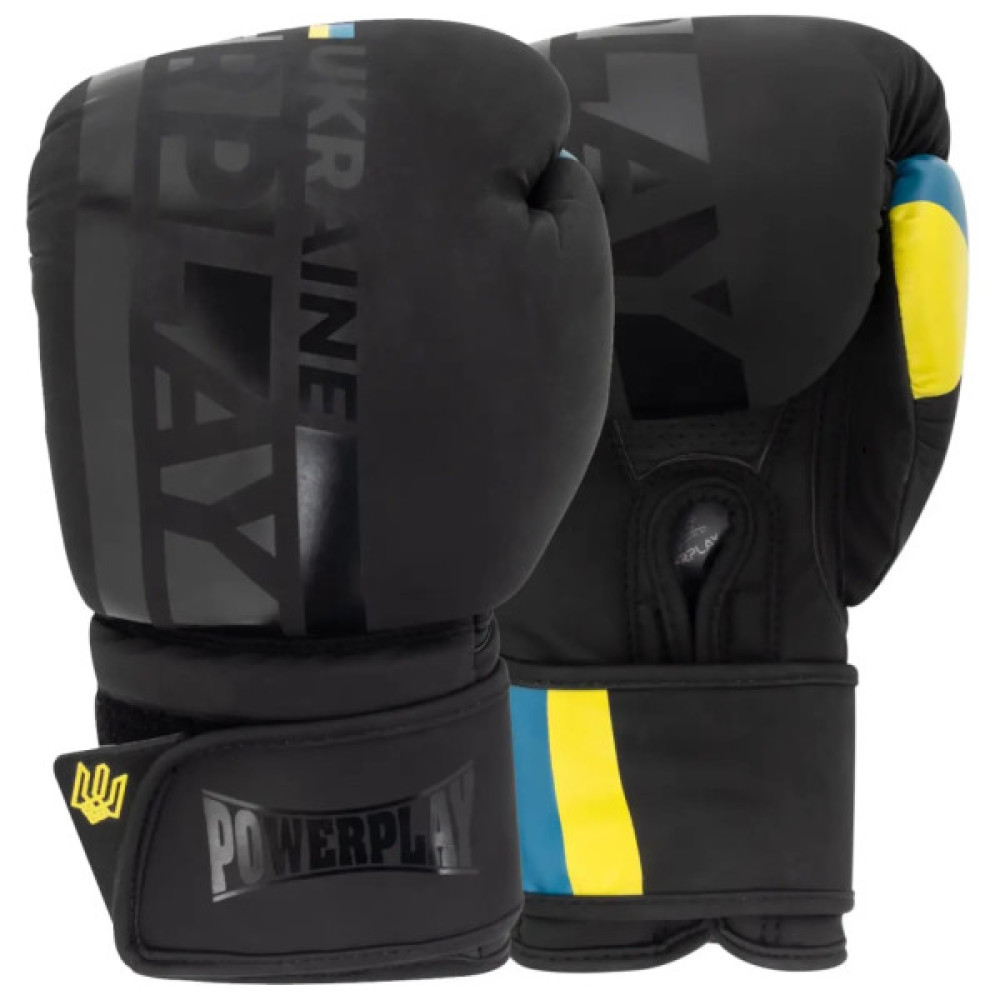 Боксерські рукавички PowerPlay 3021 Ukraine Чорні 10 унцій (PP_3021_10oz_Black)