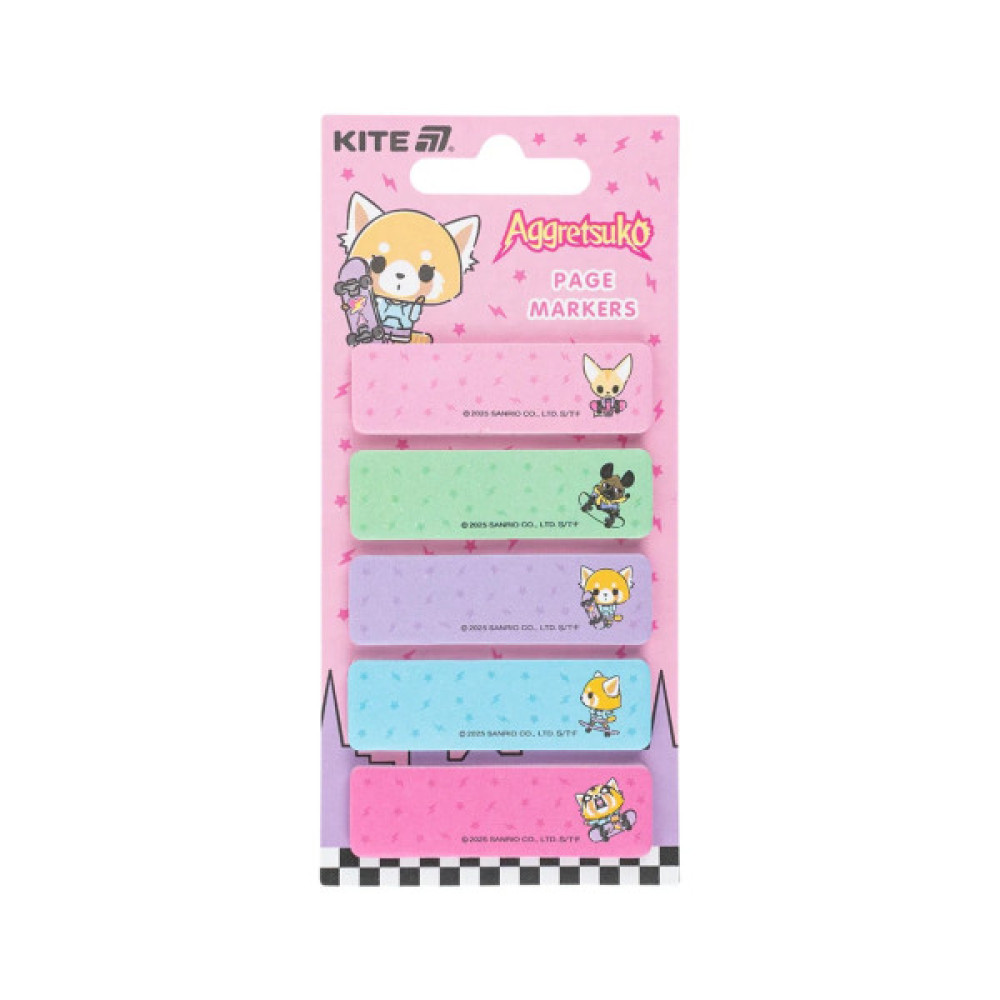 Стікер-закладка Kite паперова з малюнком Aggretsuko , 100 шт, 5х15х50 мм, прямокутна (AR25-480)