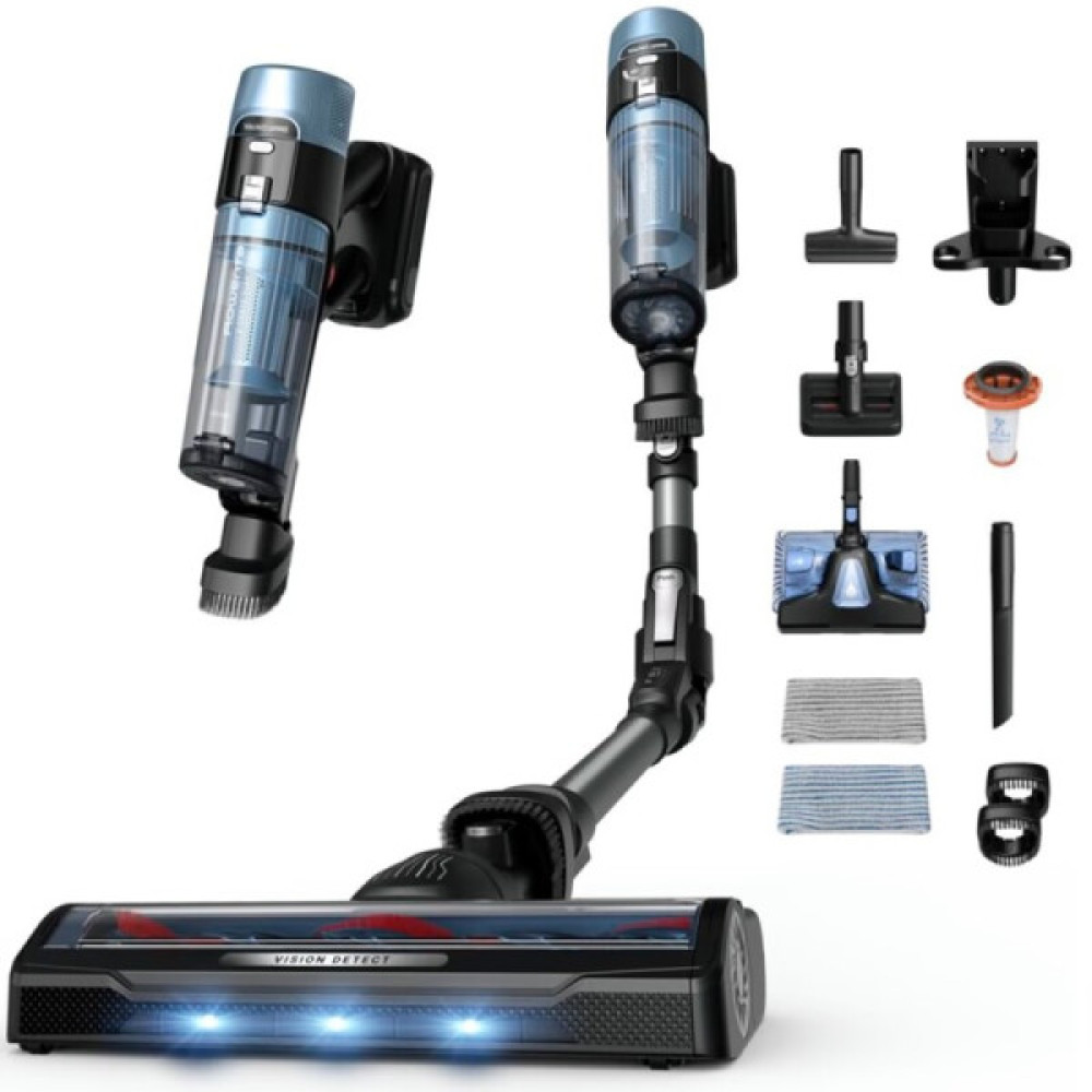 Пилосос Rowenta безпровідний X-Force Flex 10.80, 300Вт, вологе прибирання, конт пил -0.44л, автон. робота до 60хв, HEF system 99,9%, чорно-синій