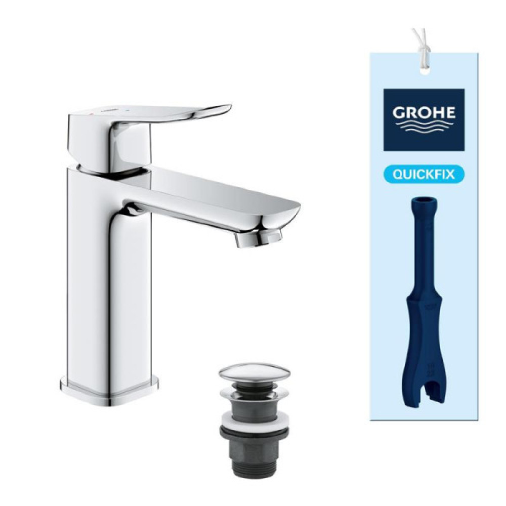 Змішувач для раковини Grohe QuickFix Dice ColdStart M-розміру, довж. виливу - 116мм, неповоротний, 1 важіль, хром