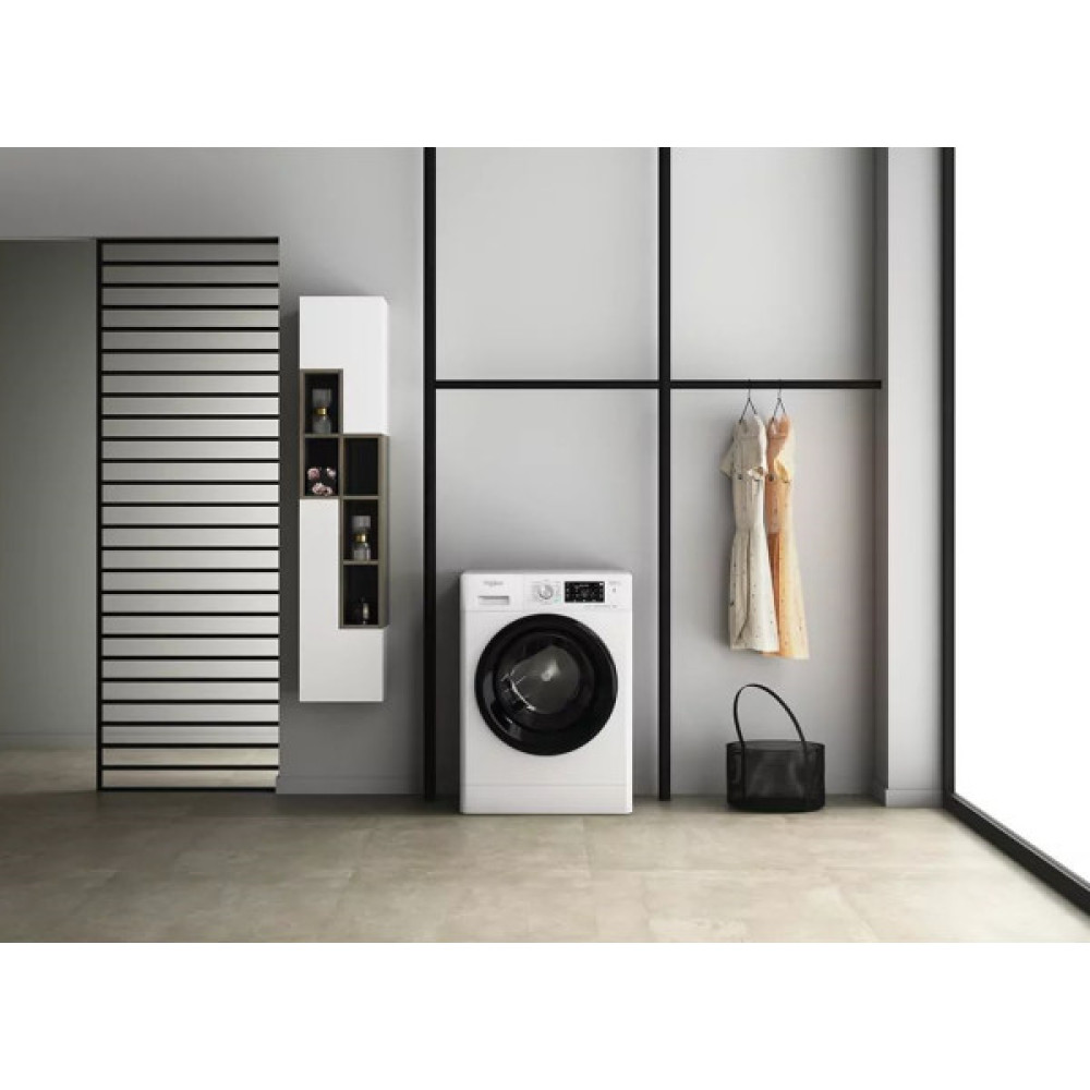 Пральна машина Whirlpool фронтальна, 10кг, 1400, A+++, 60см, дисплей, пара, інвертор, люк чорний, білий