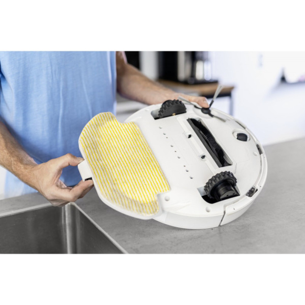 Робот-пилосос Karcher RCV 3, 400Вт, h=9.4см, вологе прибирання, конт пил -0.5л, вода -0.17л, автон. робота до 120хв, вага-3.7кг, НЕРА, білий