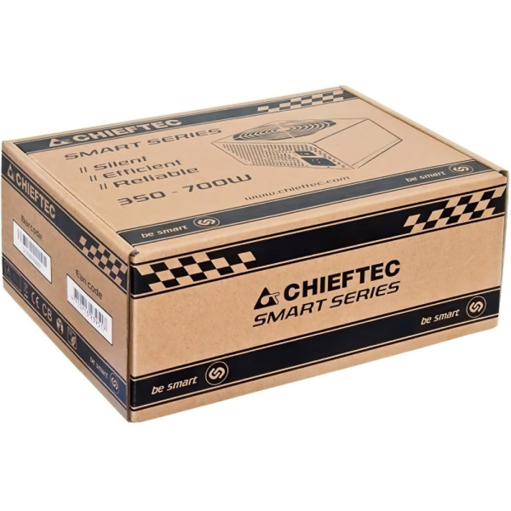 Блок живлення CHIEFTEC Smart  (600W), >85%, 120мм, 1xMB 24pin(20+4), 1xCPU 8pin(4+4), 2xMolex, 4xSATA, 2xPCIe 8pin(6+2)