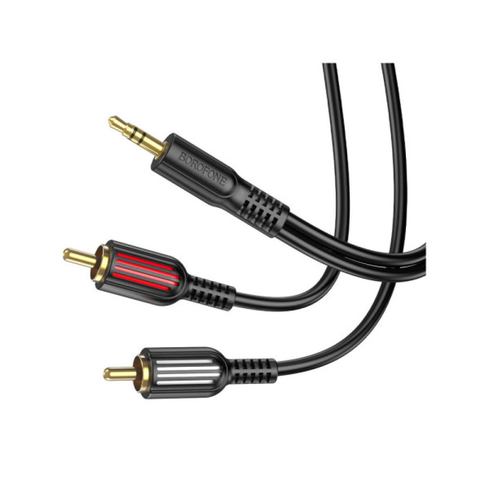 Кабель мультимедійний 3.5mm M to 2xRCA M 1.5m Black BOROFONE (6974443382204)