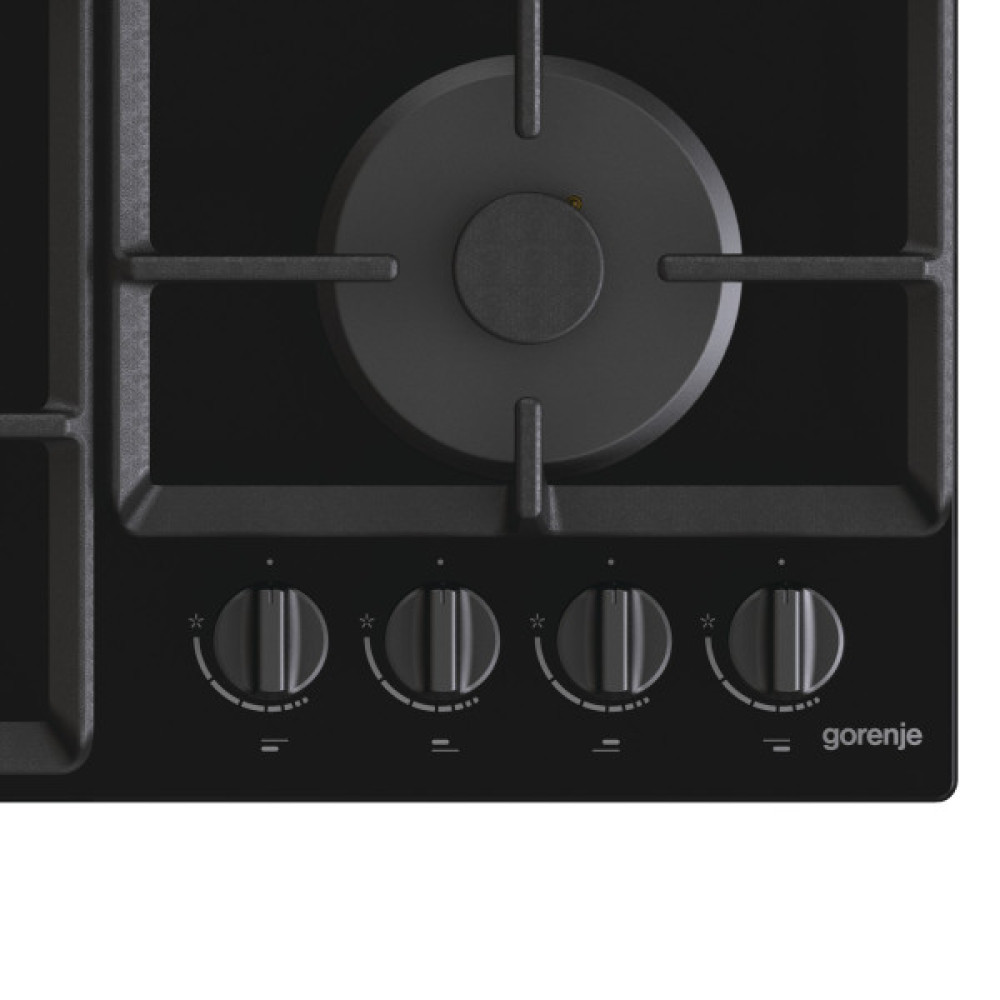 Варильна поверхня Gorenje газова на склі, 60см, чавун, чорний