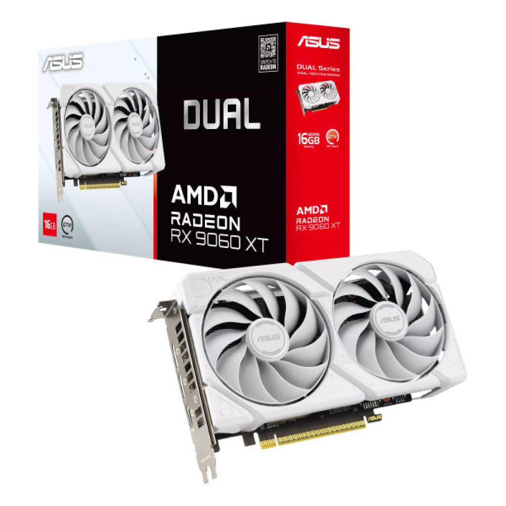 Вiдеокарта ASUS Radeon RX 9060 XT 16GB GDDR6 OC DUAL-RX9060XT-16G-WHITE білий