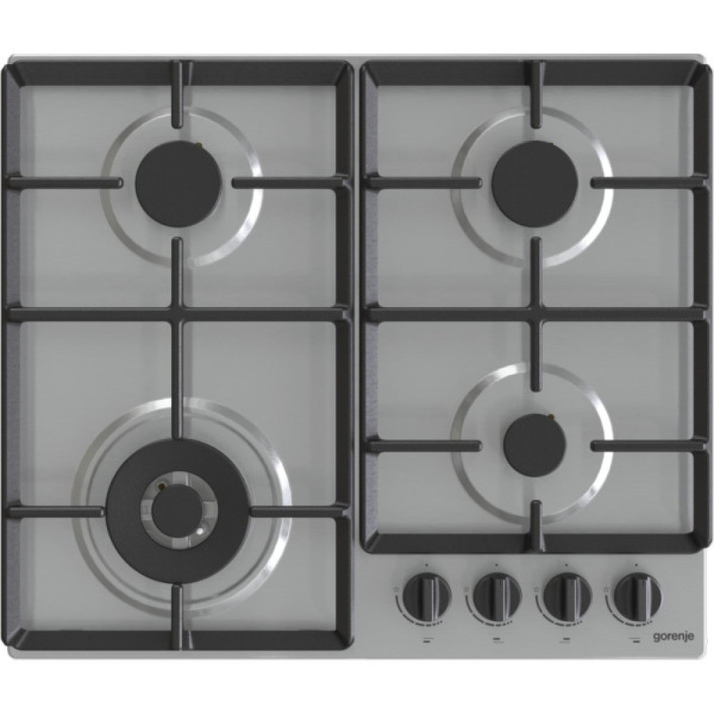 Варильна поверхня Gorenje газова, 60см, чавун, конфорка Wok, нерж