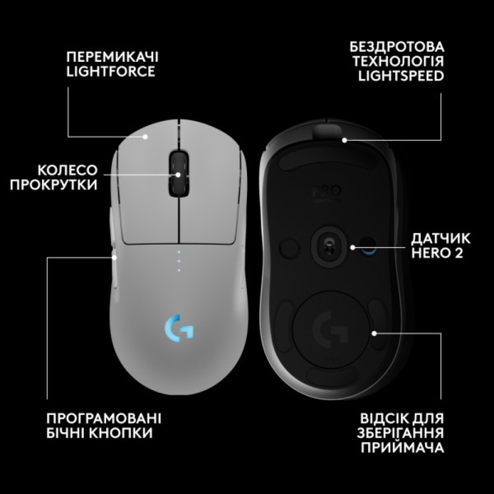 Мишка Logitech G Pro 2 Lightspeed Wireless White (910-007302)