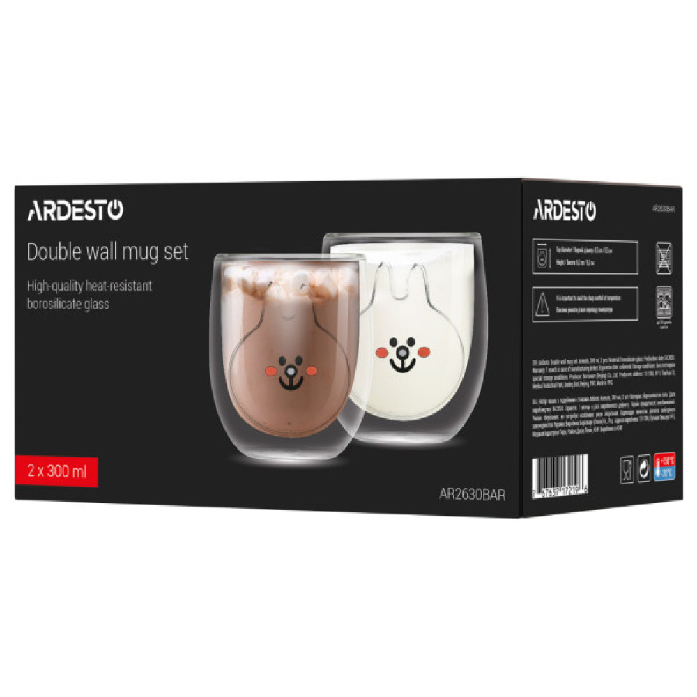 Набір склянок ARDESTO Animals 300 мл 2 шт прозорий (AR2630BAR)