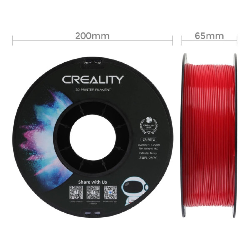 Пластик для 3D-принтера Creality PETG 1.75мм, red, 1кг (3301030038)