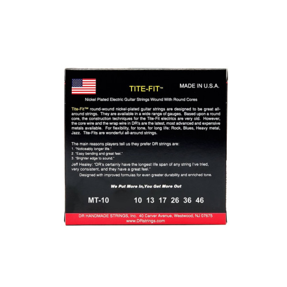 Струни для гітари DR Strings TITE-FIT Electric - Medium (10-46) (MT-10)