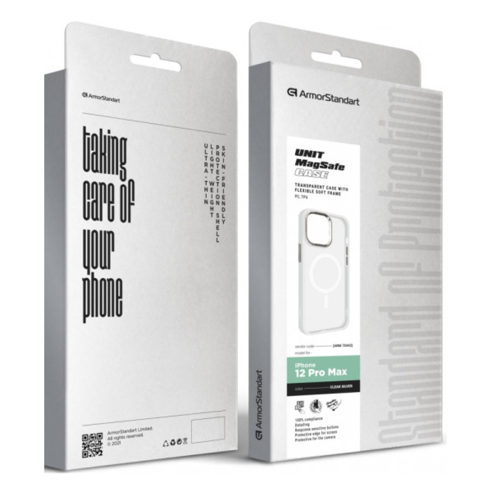 Чохол до мобільного телефона Armorstandart Unit MagSafe Apple iPhone 12 Pro Max Matte Clear Silver (ARM70443)