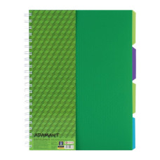 Блокнот Optima A4 Adamant пластикова обкладинка, з розділювачами та перфорацією, 120 аркушів, клітинка зелений (O20843-04)